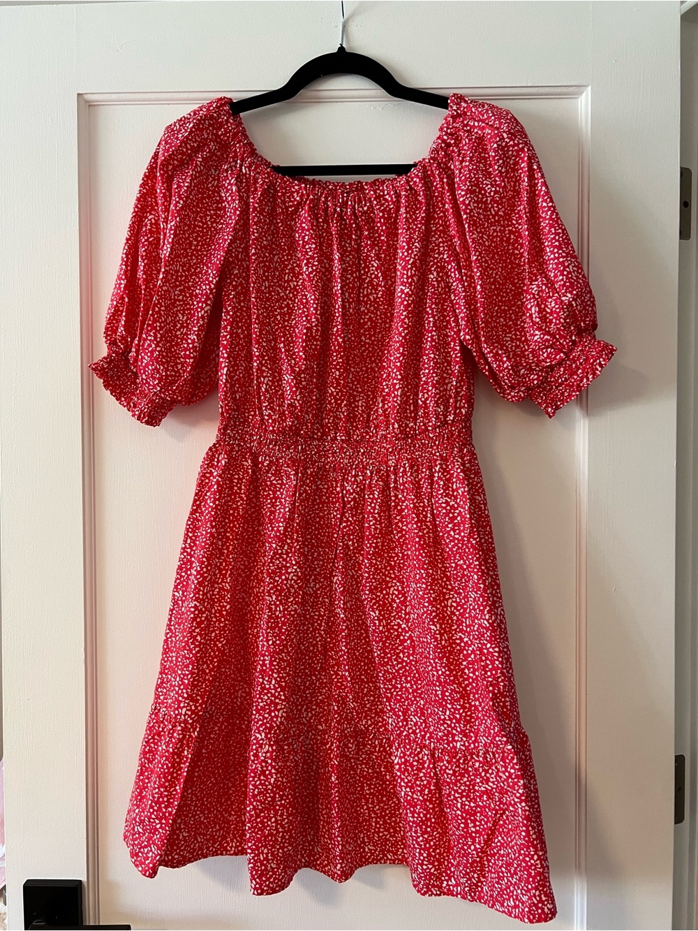 GAP Red and White Printed Elastic Dress